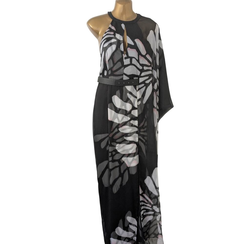 NWT Halston Heritage Sz 2 Asymmetrical Overlay Winged $595 Formal Maxi Dress - Picture 3 of 14